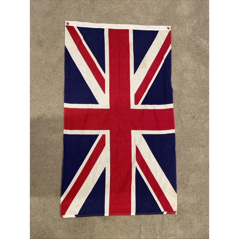 Vintage Bulldog BRITISH FLAG 3' x 5' DETTRA FLAG Made in USA Cotton Bunting